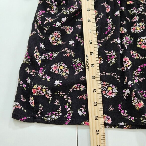 Old Navy Top Women M Black Floral Paisley Puff Sleeves Tassels Boho Whimsigoth - Picture 9 of 16